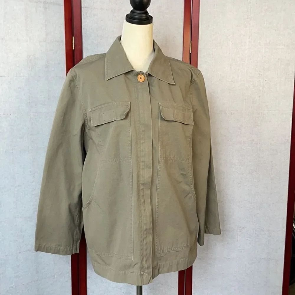 DKNY Men’s Olive Green Khaki Zip Up Lightweight Jacket (Men’s Size: Large)